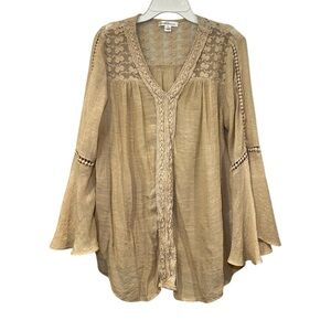 JohnPaulRichard Boho Beige Lace Detail Blouse